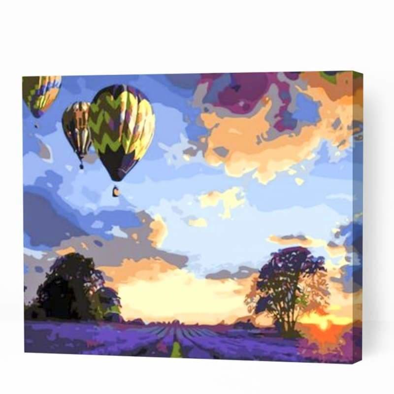 Hot Air Balloons in Sunset Glow - Paint By Numbers Cities