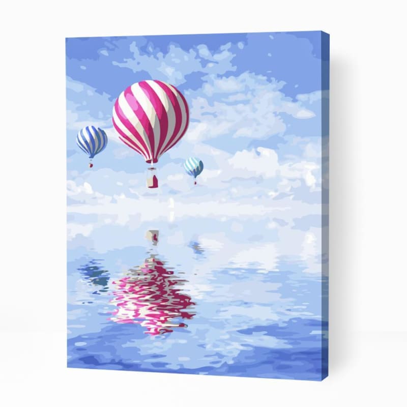 Hot Air Balloons over the Sea - Paint By Numbers Cities