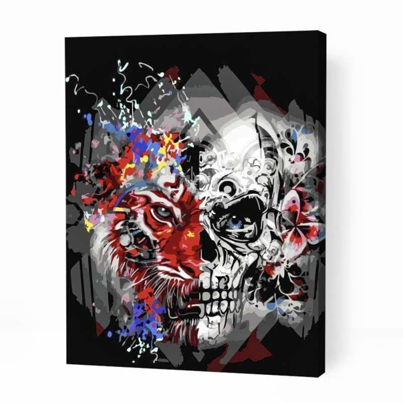 Lion and Skull Abstract Art - Paint By Numbers Cities