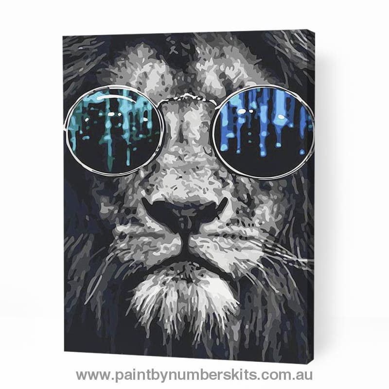 Lion Wearing Reflectors - Paint By Numbers Cities