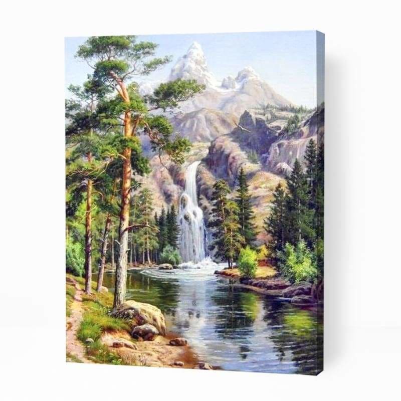 Magical Mountain Waterfall - Paint By Numbers Cities