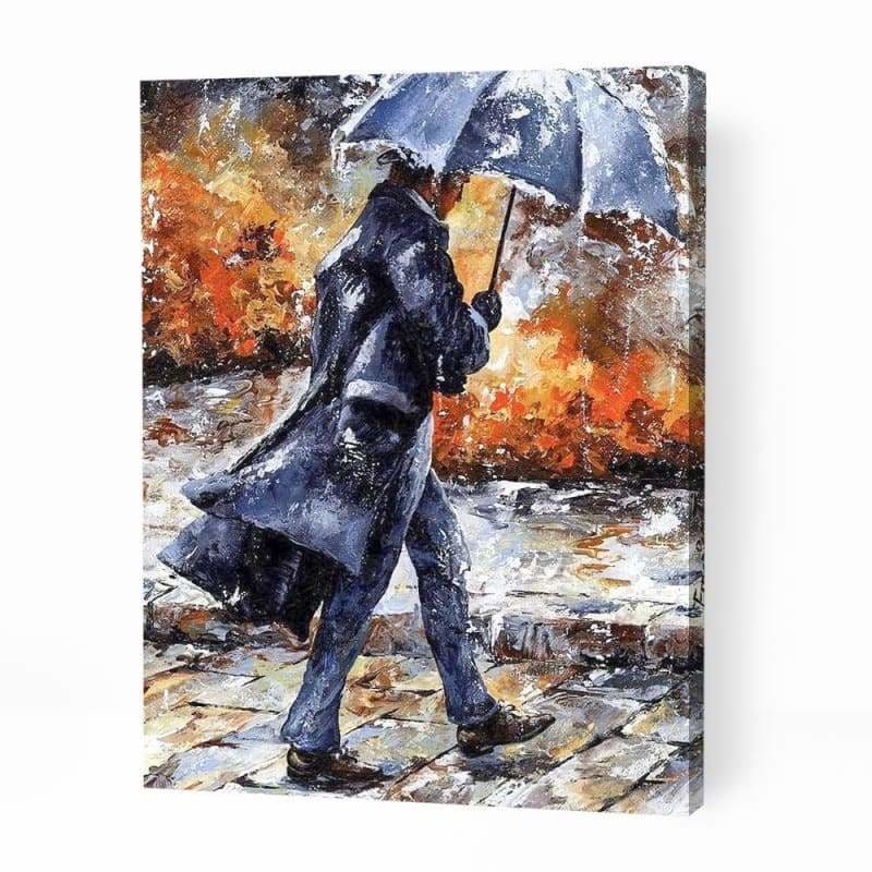 Man Walking with Umbrella - Paint By Numbers Cities