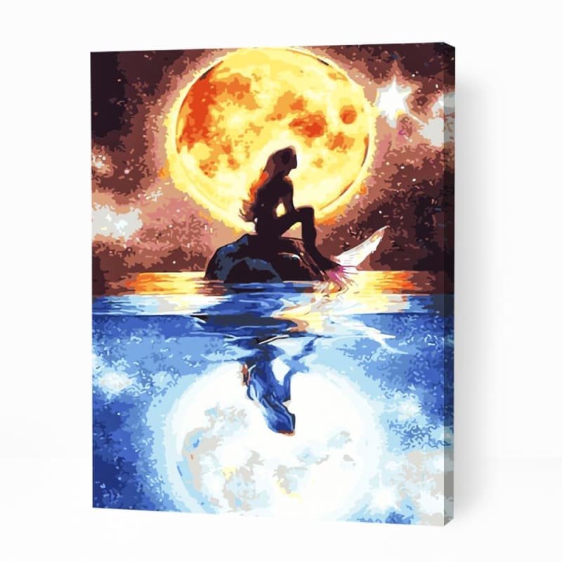 Mermaid Full Moon Starry Night - Paint By Numbers Cities