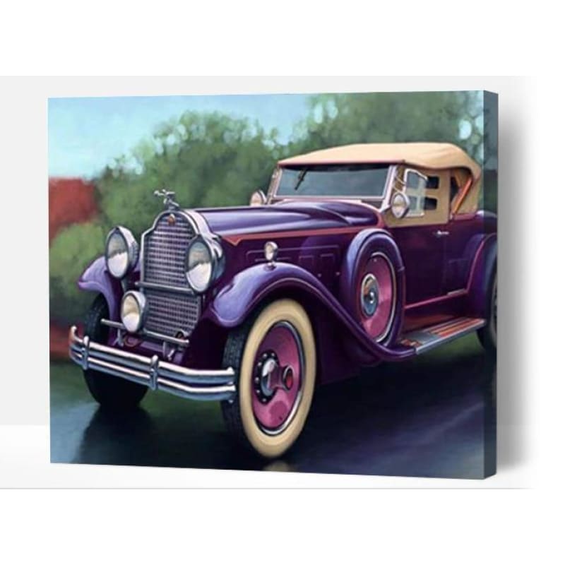 Old Fashioned Purple Car - Paint By Numbers Cities