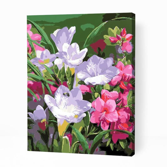 Pink and Violet Flowers - Paint By Numbers Cities