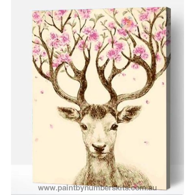 Pink floral deer - Paint By Numbers Cities