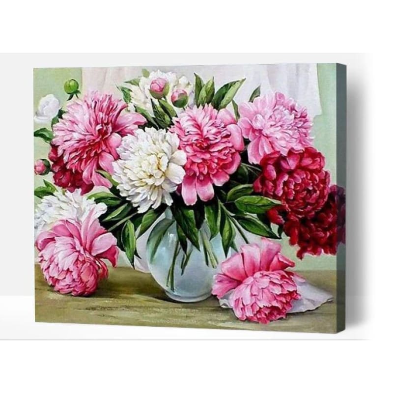 Pink, red and white flowers - Paint By Numbers Cities
