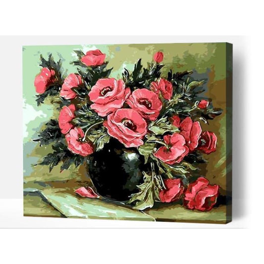 Poppies in a vase - Paint By Numbers Cities