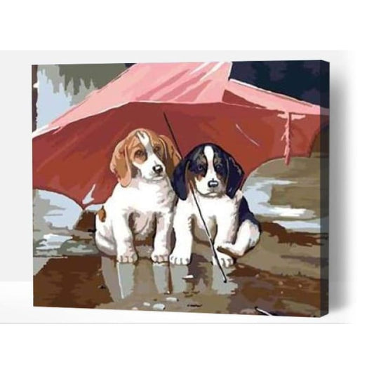 Puppies in the rain - Paint By Numbers Cities