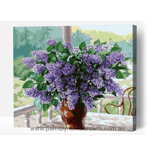 Purple flowers in a vase - Paint By Numbers Cities