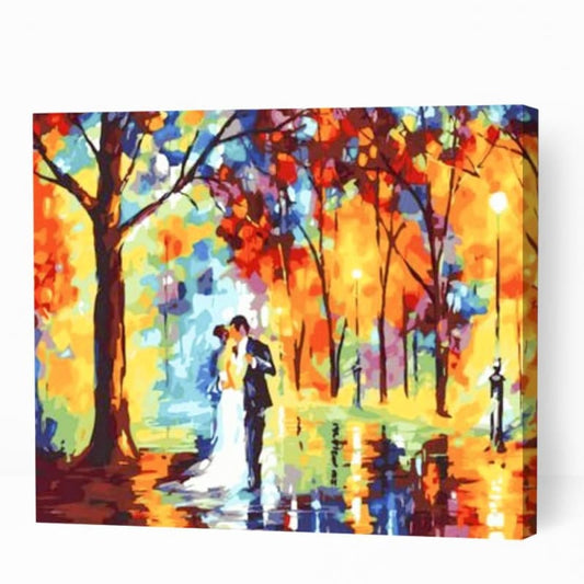 Rainy Wedding Couple - Paint By Numbers Cities