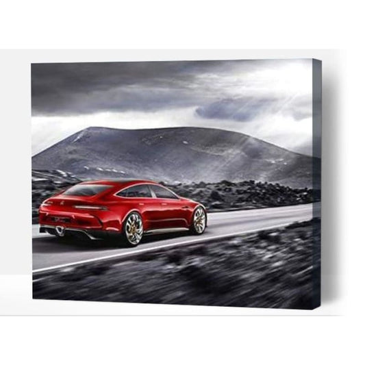 Red Car In The Mountains - Paint By Numbers Cities