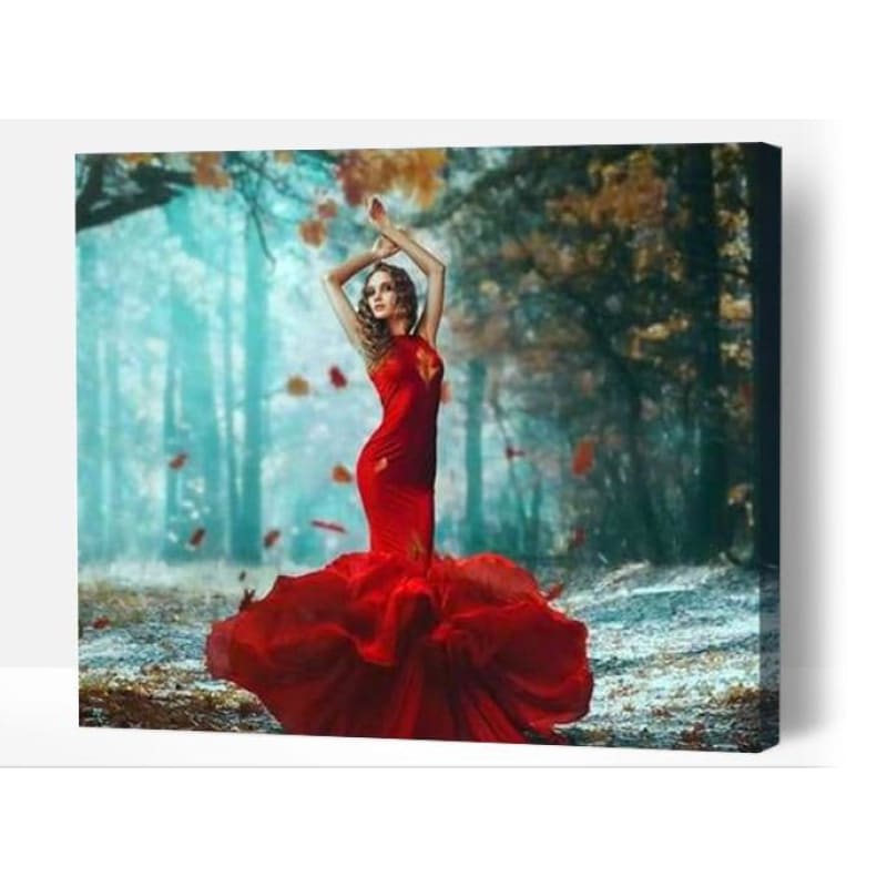 Red Lady In The Forest - Paint By Numbers Cities