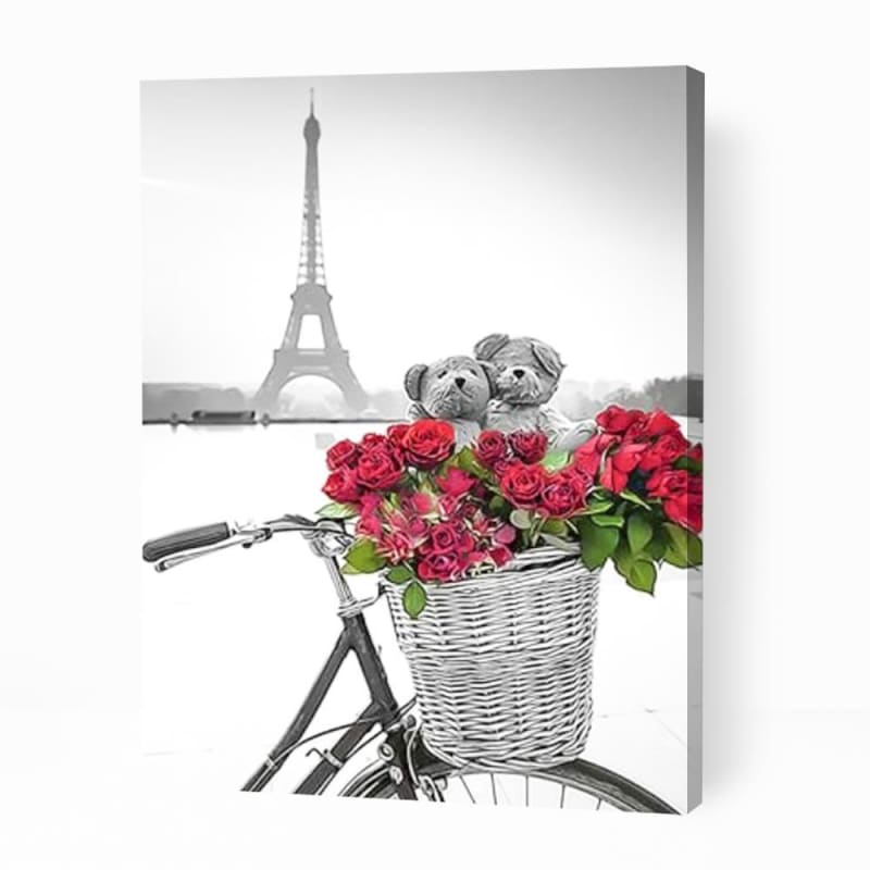 Red Roses and Eiffel Tower - Paint By Numbers Cities