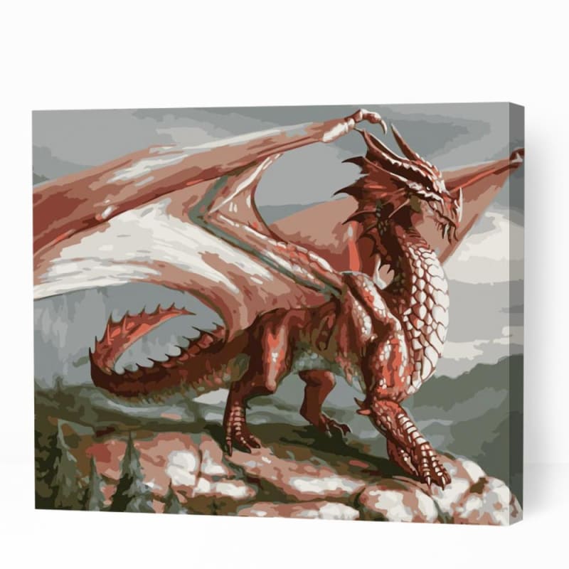 Red Welsh Dragon on Mountain - Paint By Numbers Cities