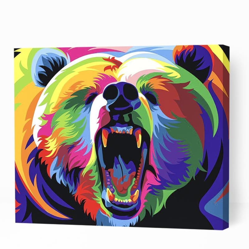 Roaring Colorful Bear - Paint By Numbers Cities