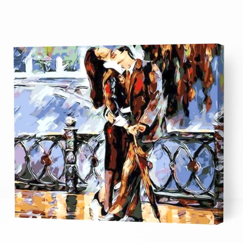 Romantic Couple at Bridge - Paint By Numbers Cities