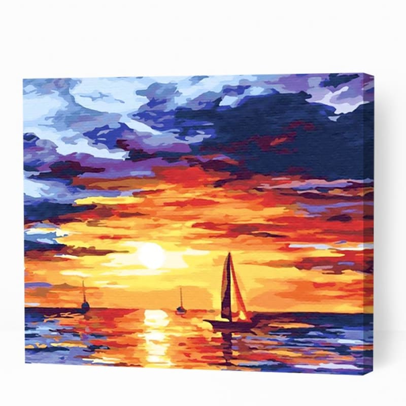 Sailing Boat at Sunset - Paint By Numbers Cities