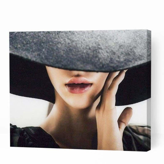 Sexy Woman with Full Lips in Hat - Paint By Numbers Cities