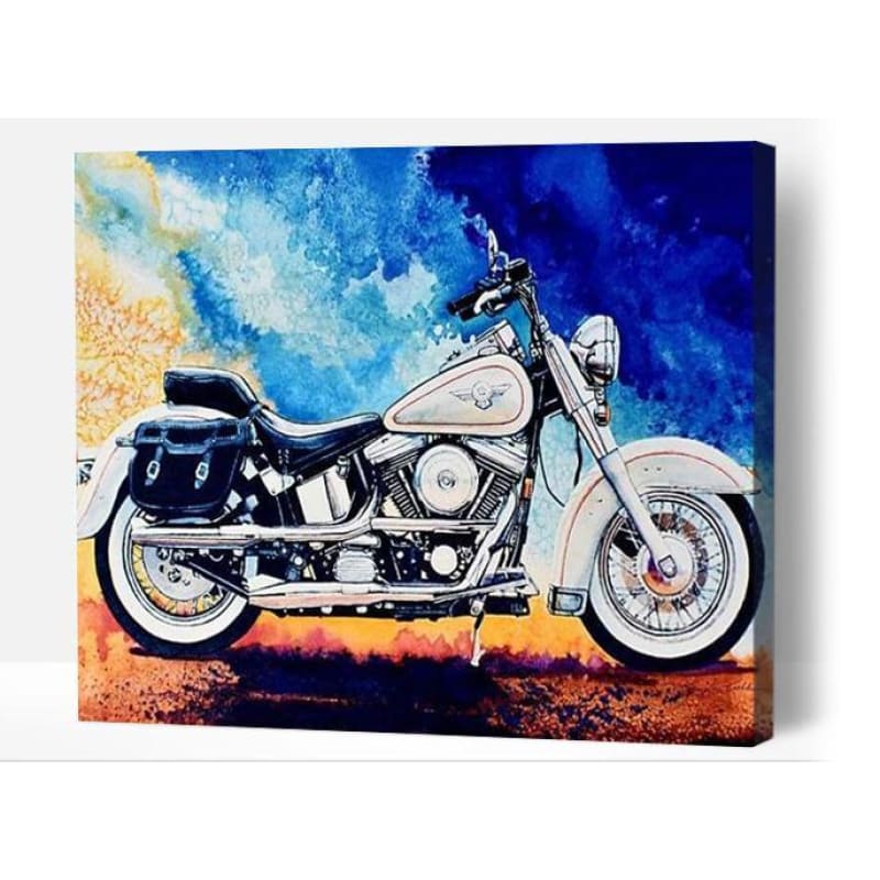 Silver Bike With Water Colour Background - Paint By Numbers Cities