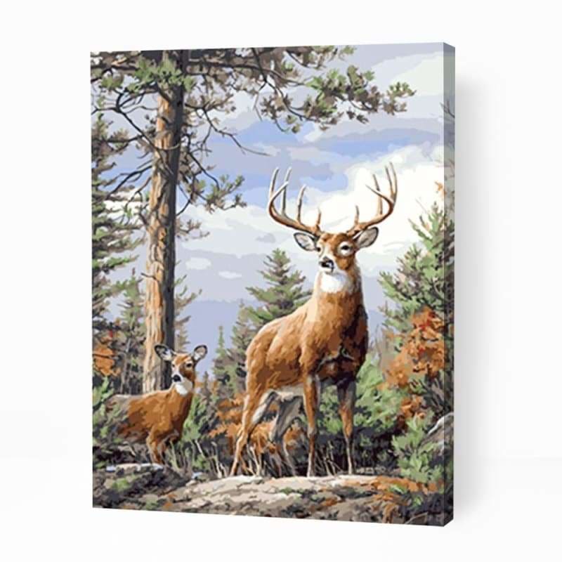 Standing Deer in Forest - Paint By Numbers Cities