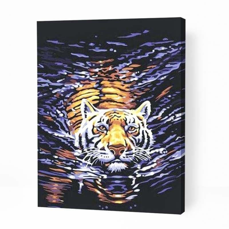 Swimming Tiger in Water - Paint By Numbers Cities