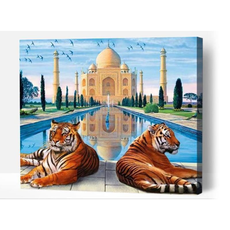 Taj Mahal tigers - Paint By Numbers Cities
