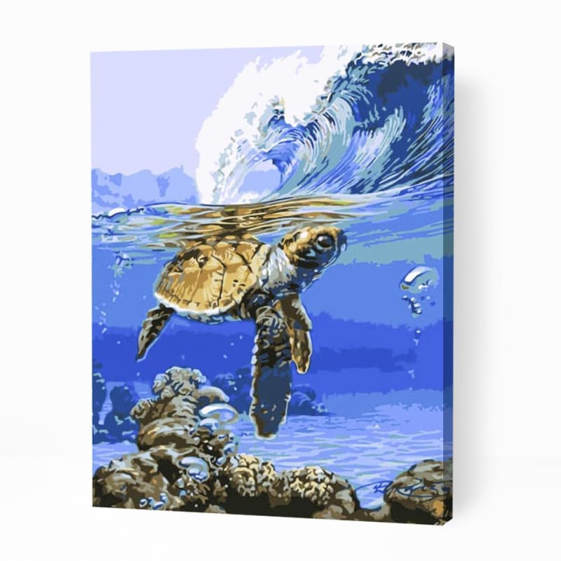 Turtle in Blue Sea - Paint By Numbers Cities