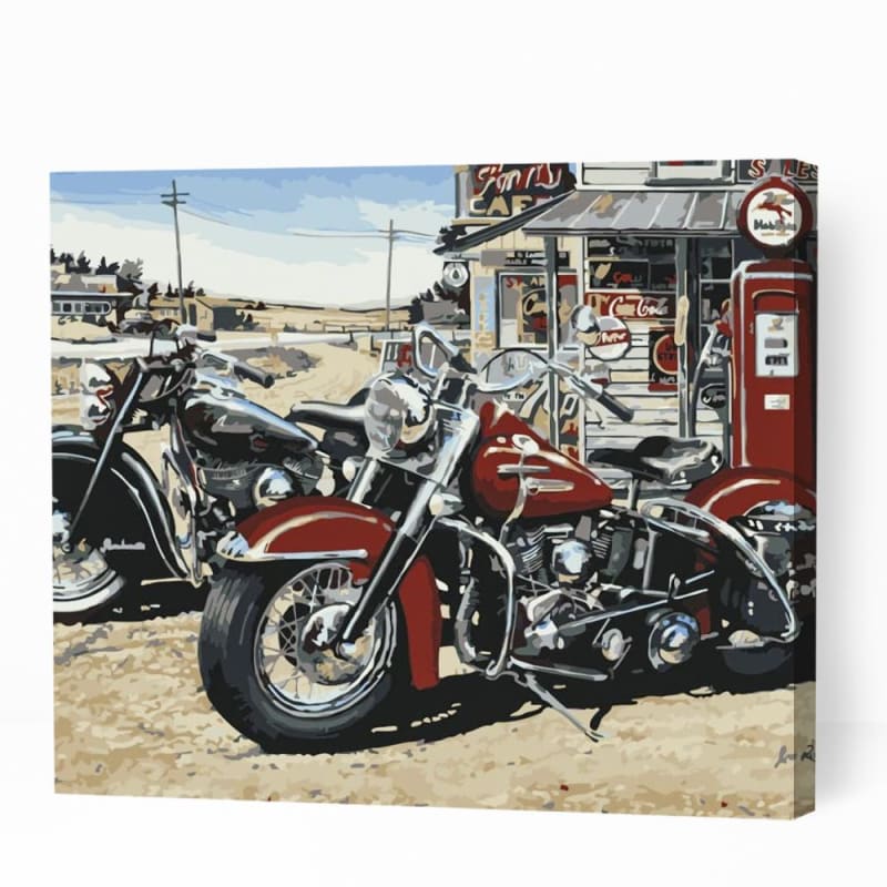 Two Classic Motorcycles - Paint By Numbers Cities