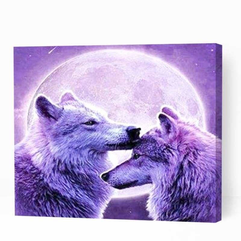 Two Wolves and Full Moon - Paint By Numbers Cities