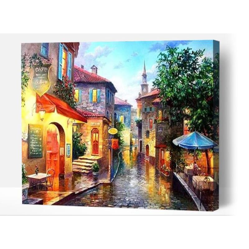 Vibrant village street - Paint By Numbers Cities