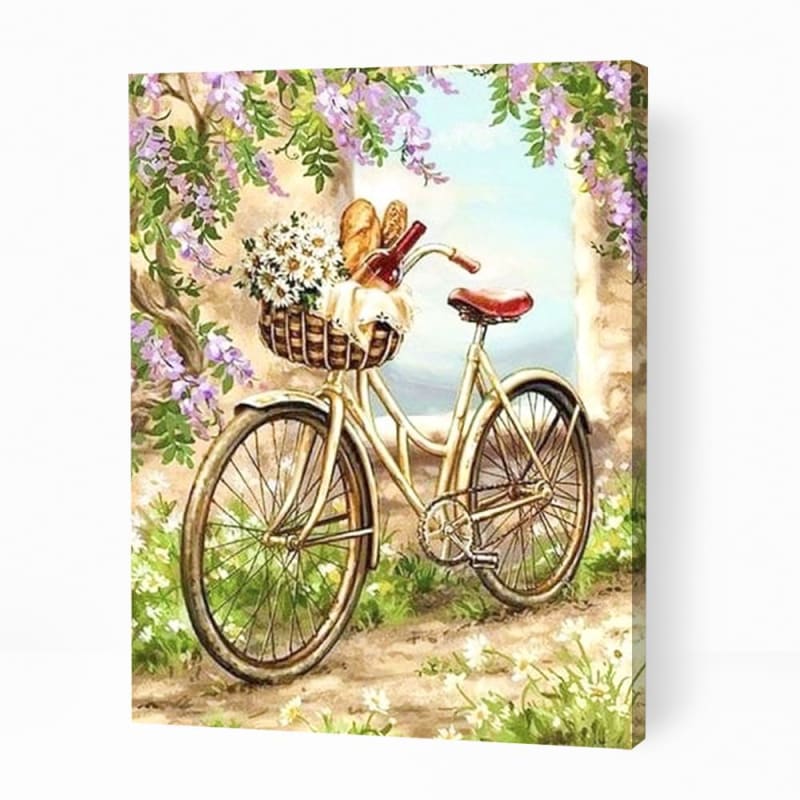 Vintage Bicycle with Flowers - Paint By Numbers Cities