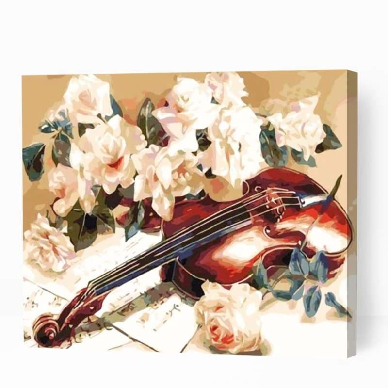 Violin and Flowers - Paint By Numbers Cities