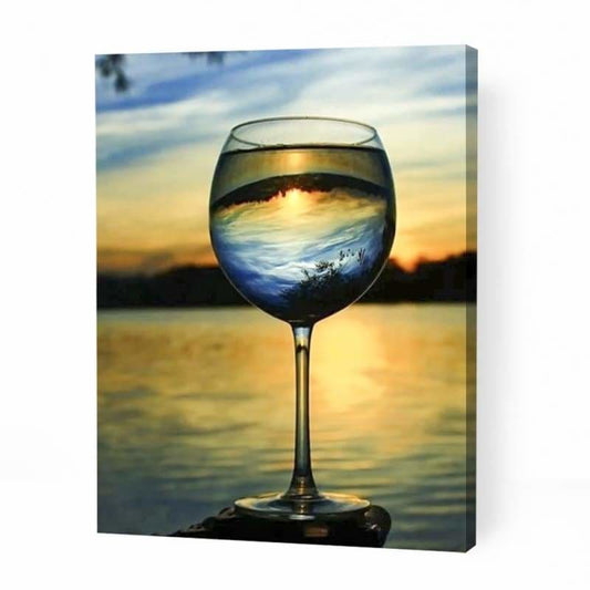 Wine Glass at Sunset - Paint By Numbers Cities