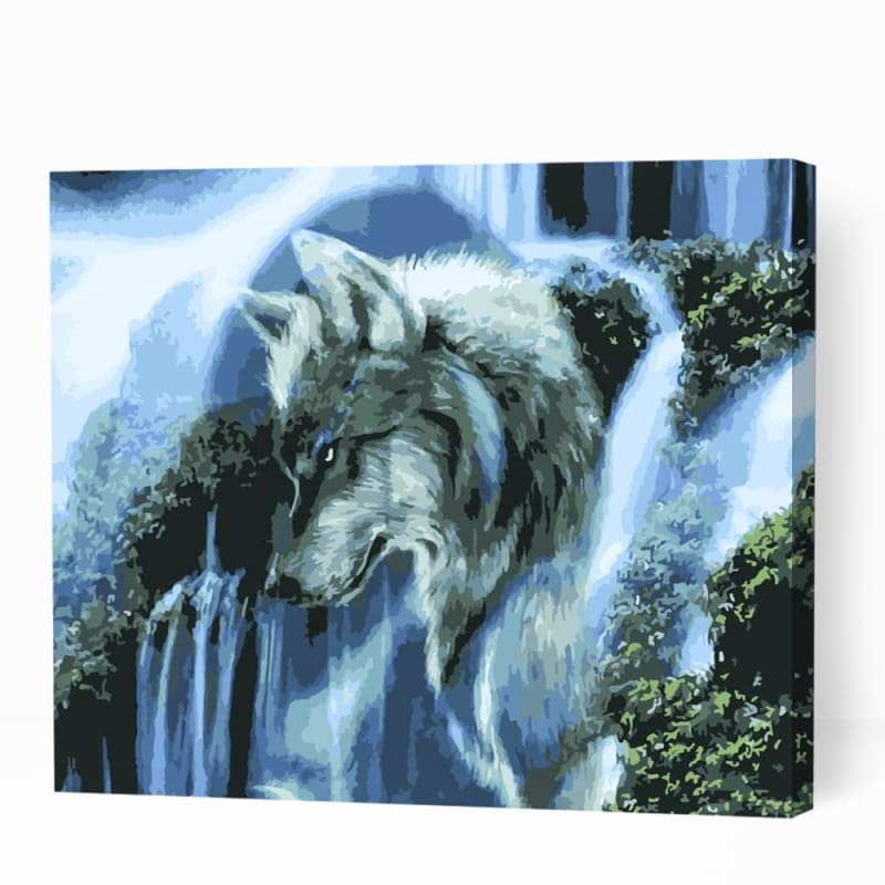 Wolf Face in Waterfall - Paint By Numbers Cities