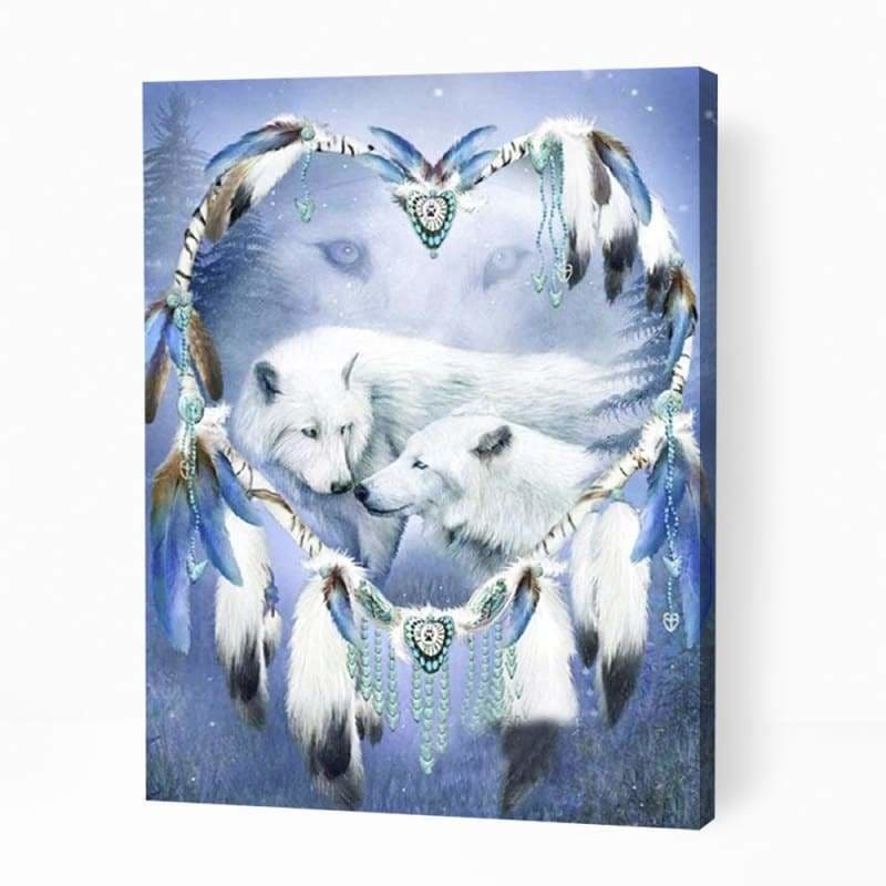Wolves in Heart Dreamcatcher - Paint By Numbers Cities