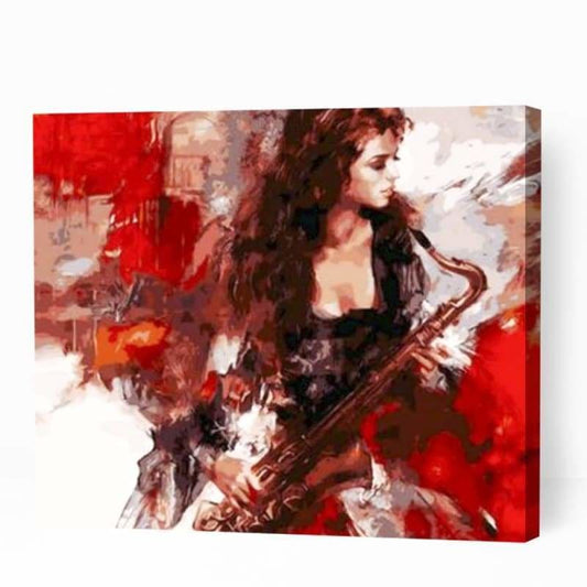 Woman Playing Saxophone - Paint By Numbers Cities