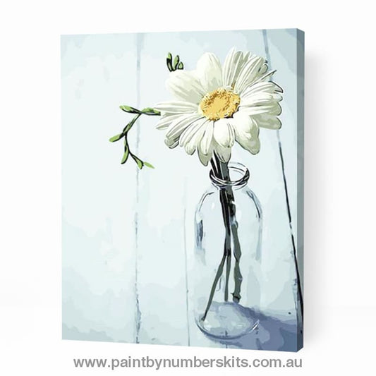 White Flower in Glass Bottle - Paint By Numbers Cities