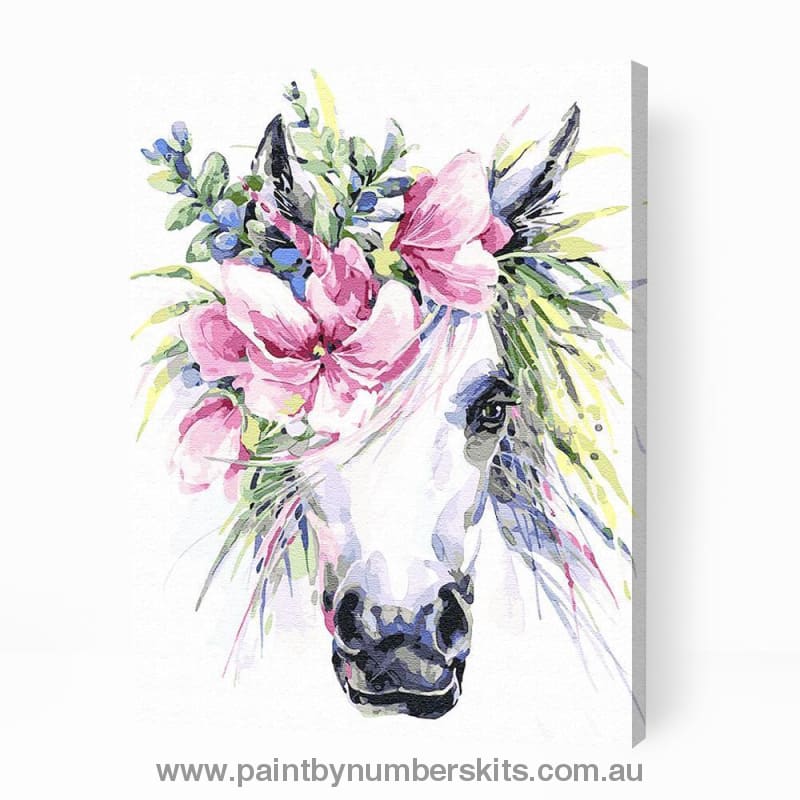 Unicorn with Floral Tiara - Paint By Numbers Cities