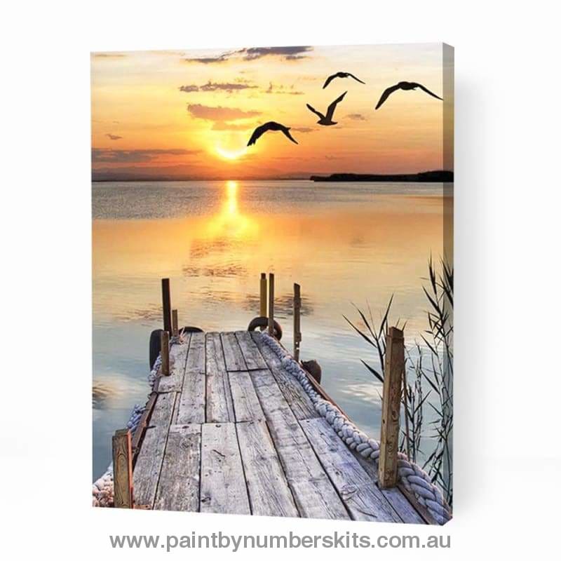 Sunset at Lake - Paint By Numbers Cities