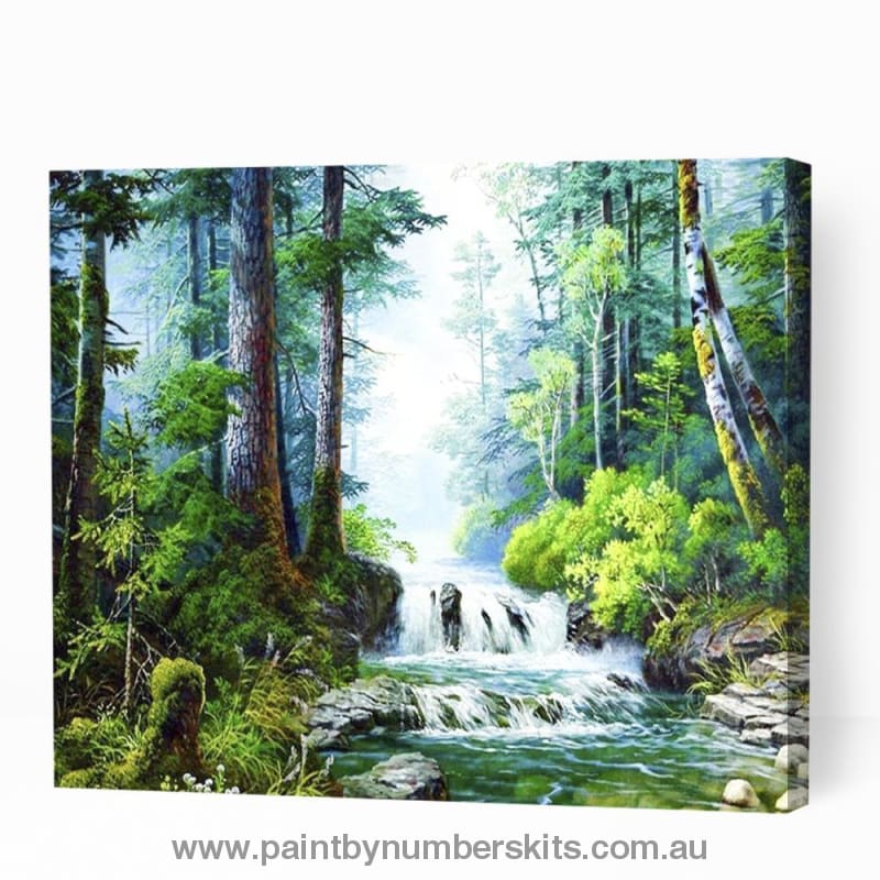 Majestic Waterfall in Forest - Paint By Numbers Cities